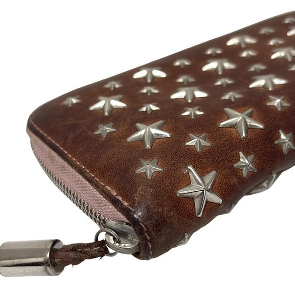 Auth JIMMY CHOO Philippa - Dark Brown Silver Leather Hardware Long Wallet - Picture 4 of 7